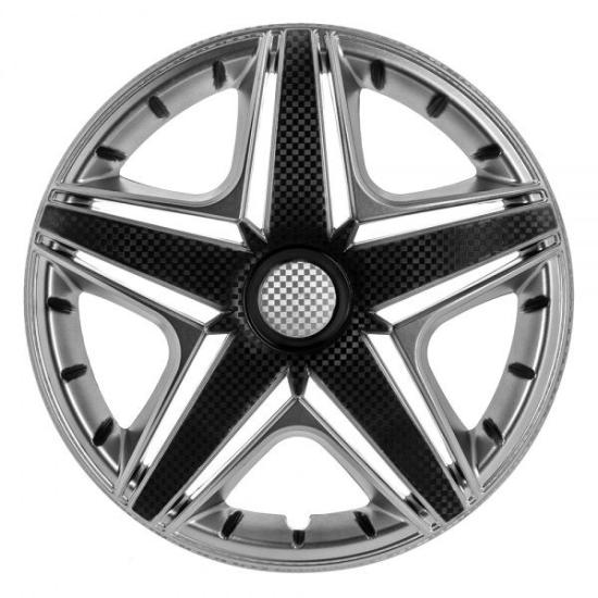 Колпаки R15 на колеса STAR NHL Super Silver карбон машину, диски, авто (комплект 4 шт) - 1