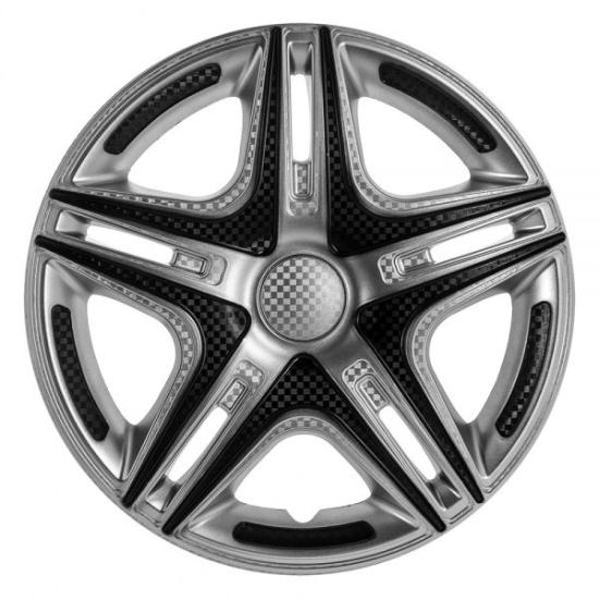 Колпаки R16 на колеса STAR Дакар Super Silver карбон машину, диски, авто (комплект 4 шт) - 1