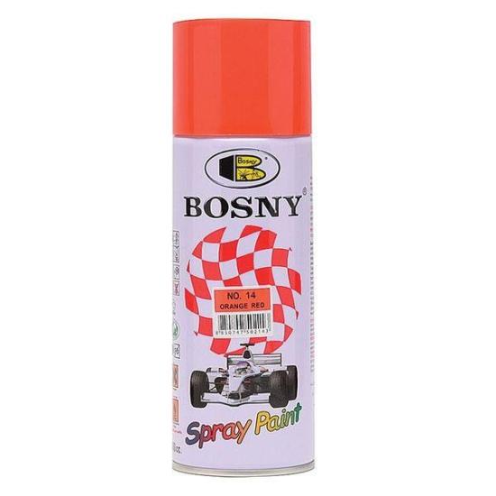 Краска акриловая Bosny №14 аэрозольная в баллончике, оранжево-красная RAL 2002 400 мл - 1