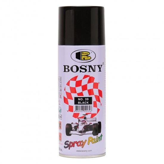 Краска акриловая Bosny №39 аэрозольная в баллончике, черная глянцевая RAL 9005 400 мл - 1